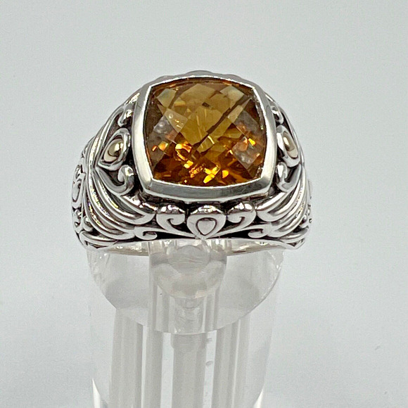A by JH JOHN HARDY Angela Smoky Quartz 925 Sterling Silver & 14K Ring - Picture 1 of 8